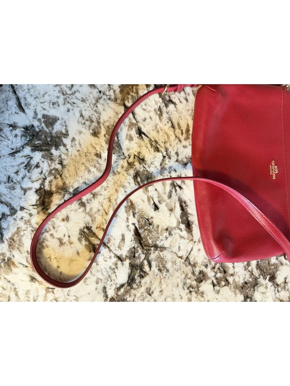 Coach F52881 Red Crossgrain Leather East West Crossbody Shoulder Bag EUC